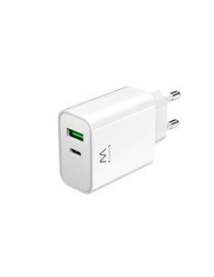 Ewent Cargador USB-C 30W - Charge rapide et Segura - 1x USB-À - Couleur Blanc