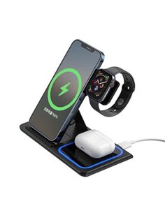 XO WX023 Estacion de Charge Sans fil Triple 15W - Charge Jusqu'à 3 Dispositivos Simultaneamente - Deteccion Automatica - Couleur
