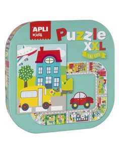 Apli Puzle xxl Ciudad - 20 Piezas de 14.5cm - Circuito Cerrado Avec Ilustraciones - Double Diversion - Carton 2mm Brillante - De