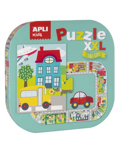 Apli Puzle xxl Ciudad - 20 Piezas de 14.5cm - Circuito Cerrado Avec Ilustraciones - Double Diversion - Carton 2mm Brillante - De