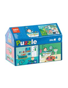 Apli Kids Puzle Casa Intérieur - 24 Piezas de 7x7cm - Design Exclusivo Infantil, Colorido, Clair et Simple - Piezas Résistants e