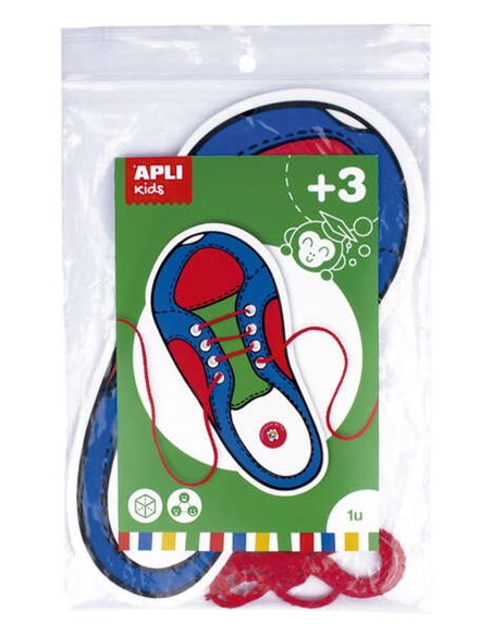 Apli Juego de Aprendizaje Pour Atar Zapatos - Semelle intérieure de Plastico en Forma de Zapato de 100x210mm - Desarrolla Psicom