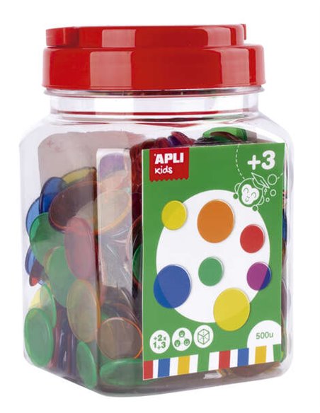 Apli Kit de 500 Piezas Redondas de Plastico Transparent - 25mm et 18mm - Idéal Pour Mesas de Luz et Practicas de Secuencias et C