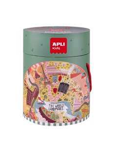 Apli Puzzle Circular Monumentos de 48 Piezas - Taille Ø50cm - Poster Pour Facilitar Montaje - Recomendado Pour Niños à partir de