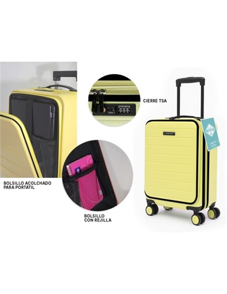 Lagart Maleta Trolley Pocket de Cabina Rigida 20” 55x34x20cm - Compartimento Avant Acolchado Pour Portable - Fermeture TSA - Rue