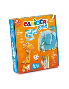 Carioca Coloring Puzzle Animals Baby 2+ Pack de Puzzle Super Simple Pour Niños - 2 Animales de 3 Piezas - Piezas Pour Colorear -