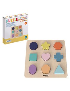 Dohe Juego Educativo de Formas Geometricas de Bois - Bordes Redondos - Toucher Doux - Couleurs Llamativos - Estimula la Coordina