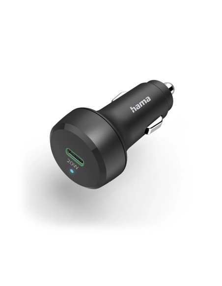 Hama Cargador de Coche 20W - Écran LED - Power Delivery - USB-C - Qualcomm 2.0 - Couleur Noir
