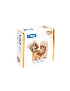 Milan Wild Safari Juguete Educativo de Bois - Rompecabezas de Cubos - à Partir de 12 Meses - Multicolor