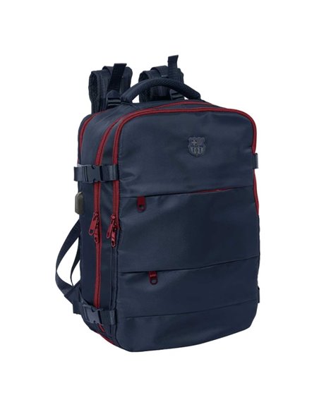 Safta F.C.Barcelona Sac à dos de Viaje Cabina de 23.1L - Espacio Pour Portable Jusqu'à 15.6" - USB Intégré - Zapatero Avec Ferme
