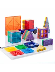 Innovagoods Juego de Bloques Magneticos 3D - 57 Piezas - Couleurs Translucidos - Sac de Transporte - Multicolor