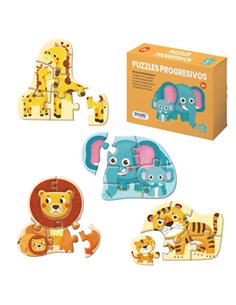 Dohe Pack de 4 Puzzles Pour Niños de 6 Piezas - Tematica Animales - Double Capa de Carton - Capa Intermedia de Contrachapado - E