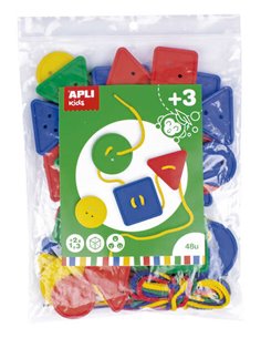 Apli Juego de 48 Botones Ensartables - Formas et Tamaños Variados - Desarrolla Psicomotricidad et Creatividad - Couleurs assorti