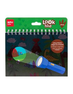 Apli Look & Find Dinosaurios Bloc de 6 Laminas Pour Buscar Objetos Avec Linterna Magica