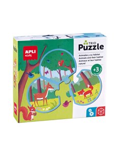 Apli Puzzle Trio de Asociacion Animales et su Habitat de 24 Piezas Redondeadas - 8 Combinaciones Distintas - Potencia Vision Esp