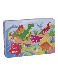 Apli Kids Puzle Dinosaurios - 48 Piezas de 5.5x6cm - Boîte Metalica Rectangulaire - Design Exclusivo Infantil, Colorido, Clair e