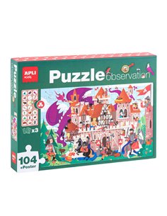 Apli Puzzle Observacion Castillo de 104 Piezas de 5x5cm - Comprend Poster et 3 Fichas - Facile Manejo - Desarrolla Habilidades e