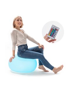 Innovagoods Pulight Asiento Hinchable - Luz LED Multicolor - Supporte jusqu'à 100kg - Mando à Distancia - Comprend Hinchador - I