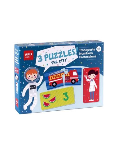 Apli Set de 3 Puzzles: Transporte, Profesiones et Numeros - 24 Piezas Par Puzzle, 72 Piezas Total - Recomendado Pour Niños à par