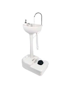 Muvip Lavabo Portable Avec Deposito de 17L - Deposito de Jabon 3L - Bomba de Pie Avec Fuelle - Incorpora Colgador Pour Toalla