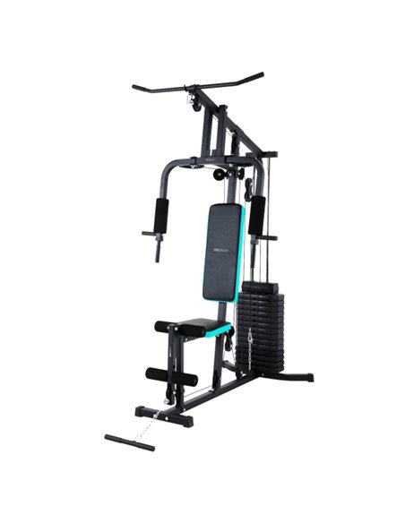 Cecotec Drumfit HomeGym 1000 Single Estacion de Entrenamiento Multifuncional - Bloque de Pesas 65kg - Comprend Accesorios - Almo