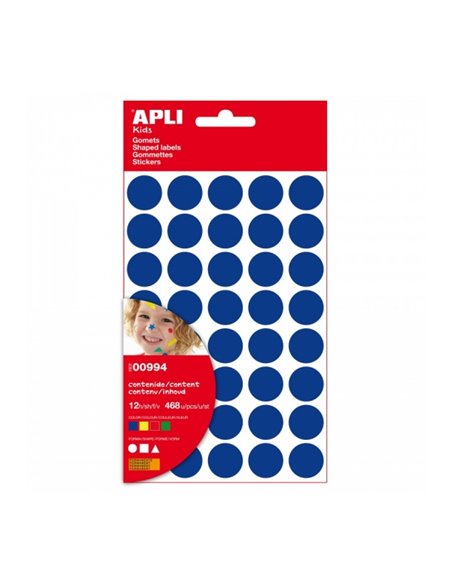 Apli Sac de Gomets Adhésif permanent - 468 Gomets - Desarrolla Psicomotricidad et Creatividad - Adhésif Base Eau - Couleur Jaune