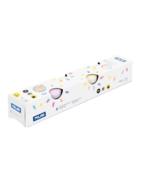 Milan Pack de 6 Tarros de Pintura Pour Dedos - 40ml Par Unidad - Mezclable - Lavable - Couleurs Pasteles Assortis