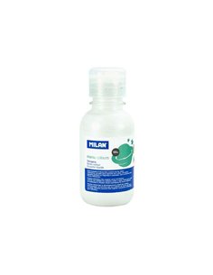 Milan Botella de Tempera 125ml - Tapon Dosificador - Séchage rapide - Mezclable - Couleur Blanc Métallisé