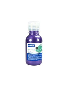 Milan Botella de Tempera 125ml - Tapon Dosificador - Séchage rapide - Mezclable - Couleur Lila Métallisé