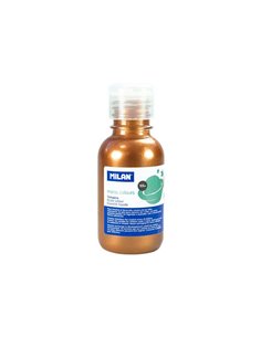 Milan Botella de Tempera 125ml - Tapon Dosificador - Séchage rapide - Mezclable - Couleur Cobre