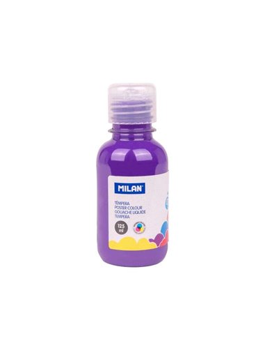 Milan Botella de Tempera 125ml - Tapon Dosificador - Séchage rapide - Mezclable - Couleur Violet