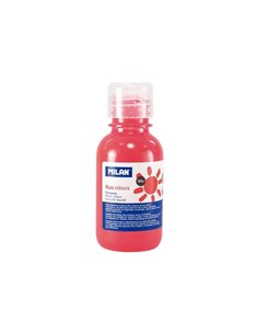 Milan Botella de Tempera 125ml - Tapon Dosificador - Séchage rapide - Mezclable - Couleur Coral Fluo