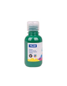 Milan Botella de Tempera 125ml - Tapon Dosificador - Séchage rapide - Mezclable - Couleur Vert Foncé