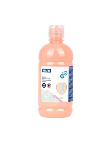 Milan Botella de Tempera 500ml - Tapon Dosificador - Séchage rapide - Mezclable - Couleur Rose Palido Pastel
