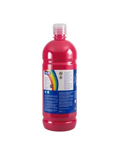Milan Botella de Tempera 1000ml - Tapon Dosificador - Séchage rapide - Mezclable - Couleur Magenta