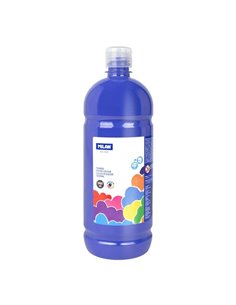 Milan Botella de Tempera 1000ml - Tapon Dosificador - Séchage rapide - Mezclable - Couleur Bleu Marine