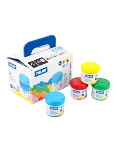 Milan Pack de 6 Tarros de Tempera - 40ml Par Unidad - Comprend Pincel - Mezclable - Couleurs assorties