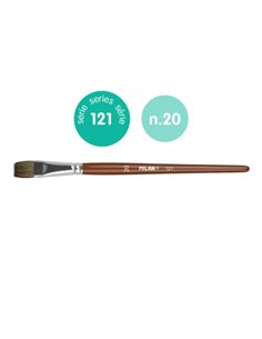 Milan 121 Pack de 3 Pinceles Escolares Planos Numero 20 - Sac Avec Colgador - Pelo de Cabra et Sintetico - Couleur Bois Foncé