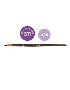 Milan 311 Pack de 3 Pinceles Redondos Numero 16 - Sac Avec Colgador - Pelo Sintetico - Couleur Bois Foncé