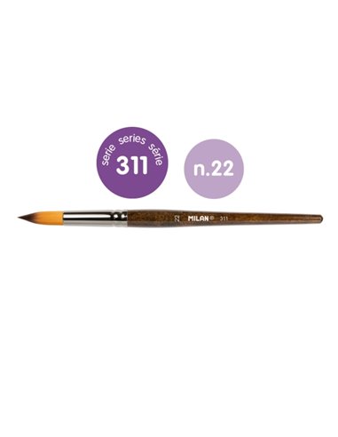 Milan 311 Pack de 3 Pinceles Redondos Numero 22 - Sac Avec Colgador - Pelo Sintetico - Couleur Bois Foncé