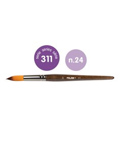 Milan 311 Pack de 3 Pinceles Redondos Numero 24 - Sac Avec Colgador - Pelo Sintetico - Couleur Bois Foncé