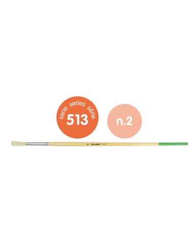 Milan 513 Pack de 6 Pinceles Redondos Pour Oleo Numero 2 - Sac Avec Colgador - Cerda Natural - Couleur Bois Clair