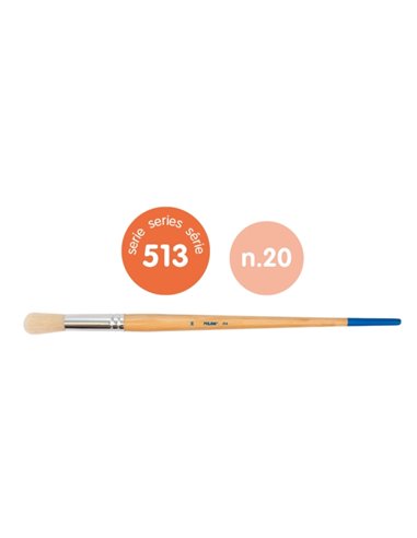 Milan 513 Pack de 4 Pinceles Redondos Pour Oleo Numero 20 - Sac Avec Colgador - Cerda Natural - Couleur Bois Clair