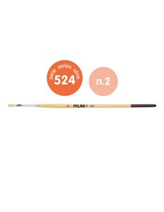 Milan 524 Pack de 12 Pinceles Plano - Numero 2 - Sac Avec Colgador - Cerda Natural - Mango Corto - Couleur Bois Clair