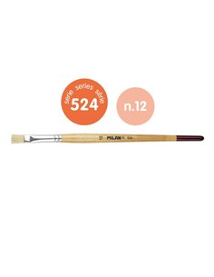 Milan 524 Pack de 6 Pinceles Planos Numero 12 - Sac Avec Colgador - Cerda Natural - Mango Corto - Couleur Bois Clair