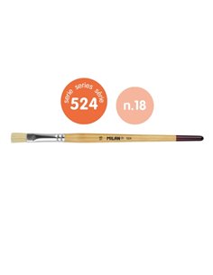 Milan 524 Pack de 4 Pinceles Planos Numero 18 - Sac Avec Colgador - Cerda Natural - Mango Corto - Couleur Bois Clair