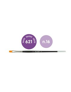 Milan 612 Premium Synthetic Pack de 3 Pinceles Planos Numero 16 - Sac Avec Colgador - Pelo Sintetico - Mango Corto - Couleur Noi
