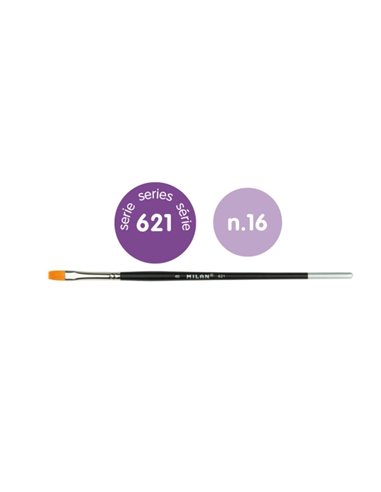 Milan 612 Premium Synthetic Pack de 3 Pinceles Planos Numero 16 - Sac Avec Colgador - Pelo Sintetico - Mango Corto - Couleur Noi