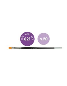 Milan 612 Premium Synthetic Pack de 4 Pinceles Planos Numero 20 - Sac Avec Colgador - Pelo Sintetico - Mango Corto - Couleur Noi