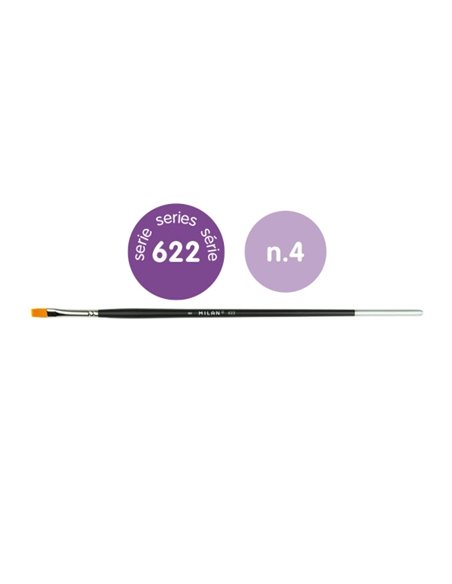 Milan 612 Premium Synthetic Pack de 6 Pinceles Planos Numero 4 - Sac Avec Colgador - Pelo Sintetico - Mango Largo - Couleur Noir